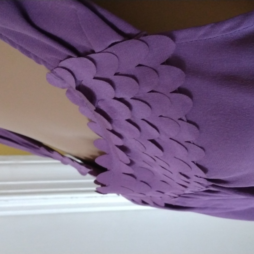 Purple 100% Silk Top Size XL Sleeveless Drawstring Bottom NWOT - Picture 4 of 9